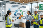 A modern infographic illustrating the Occupational Health and Safety MS (OHSMS) 2026 framework, featuring a Plan-Do-Check-Act (PDCA) safety cycle and collaborative team. This aligns with ISO 45001 standards for proactive workplace risk management and sustainable safety culture.